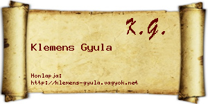 Klemens Gyula névjegykártya
